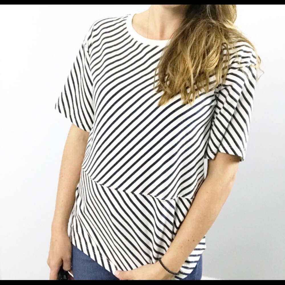 Billy Reid Stripes Black and White Geometry Tee